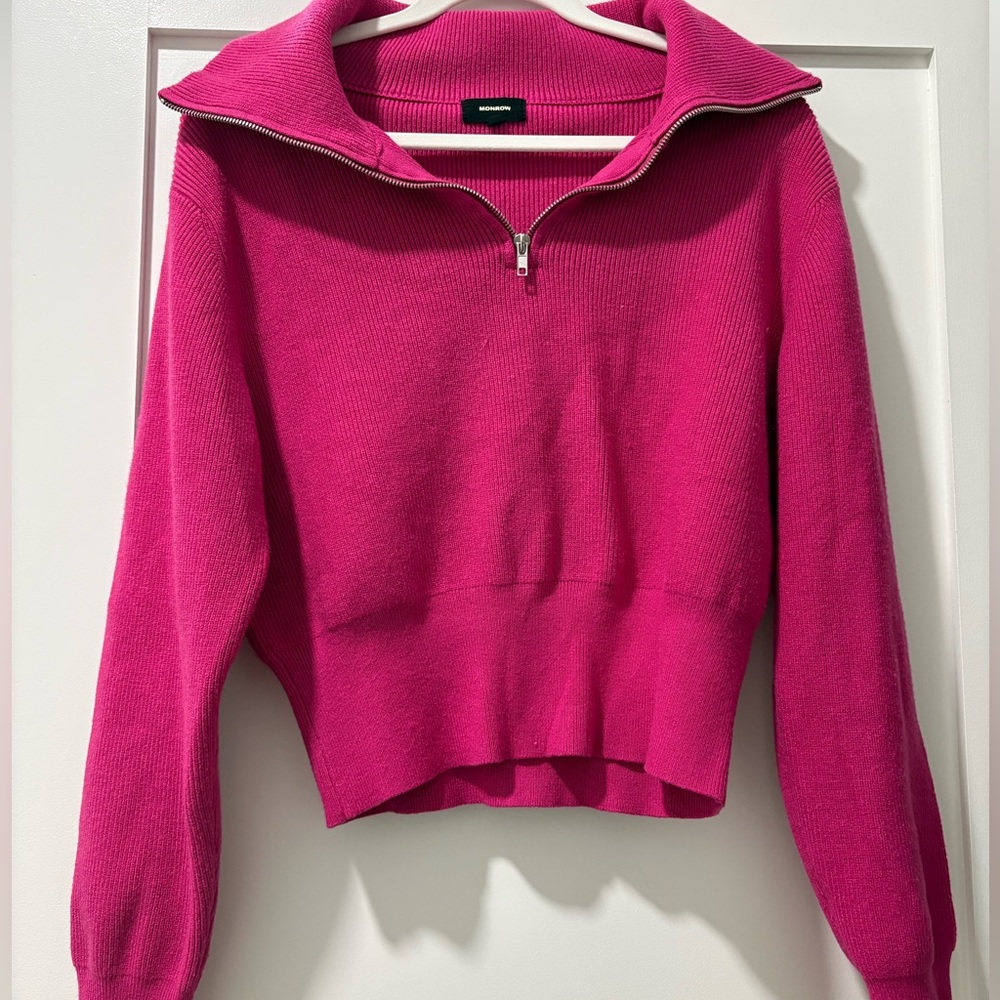 MONROW x REVOLVE Women’s Pink Half Zip Sweater